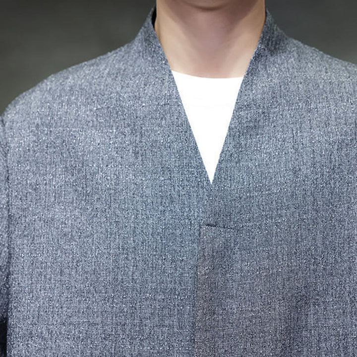 Kurtka męska z długim rękawem w jednolitym kolorze z motywem Buddha Stones na wiosnę i jesień - image 8