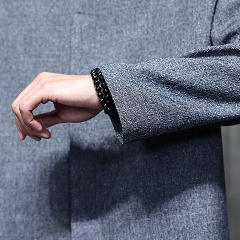 Kurtka męska z długim rękawem w jednolitym kolorze z motywem Buddha Stones na wiosnę i jesień - image 11