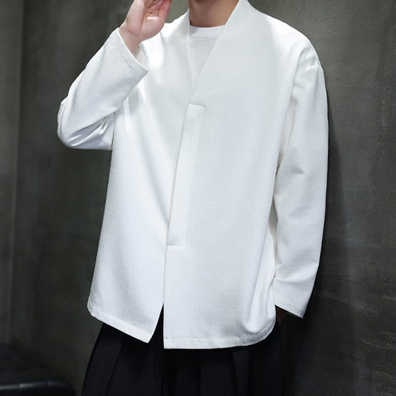 Kurtka męska z długim rękawem w jednolitym kolorze z motywem Buddha Stones na wiosnę i jesień - image 14