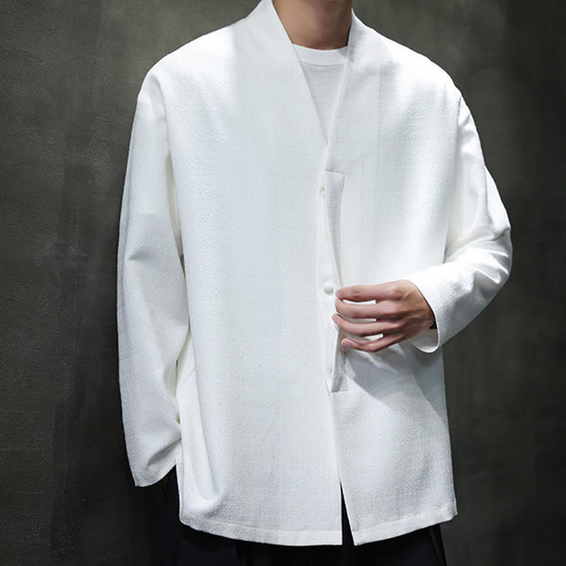 Kurtka męska z długim rękawem w jednolitym kolorze z motywem Buddha Stones na wiosnę i jesień - image 17