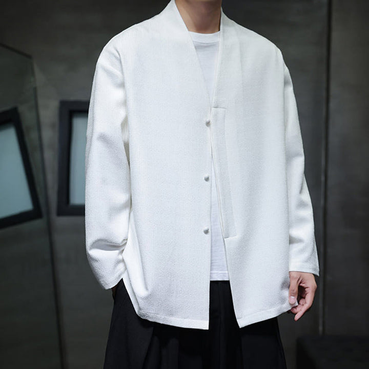 Kurtka męska z długim rękawem w jednolitym kolorze z motywem Buddha Stones na wiosnę i jesień - image 13