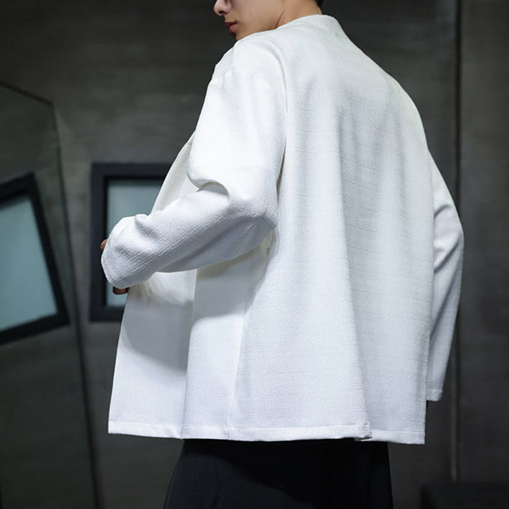 Kurtka męska z długim rękawem w jednolitym kolorze z motywem Buddha Stones na wiosnę i jesień - image 15