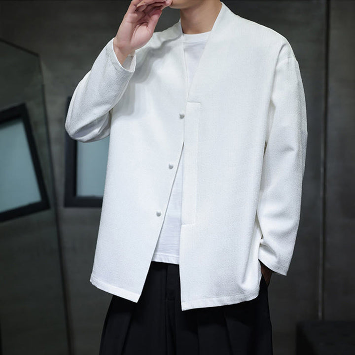 Kurtka męska z długim rękawem w jednolitym kolorze z motywem Buddha Stones na wiosnę i jesień - image 18