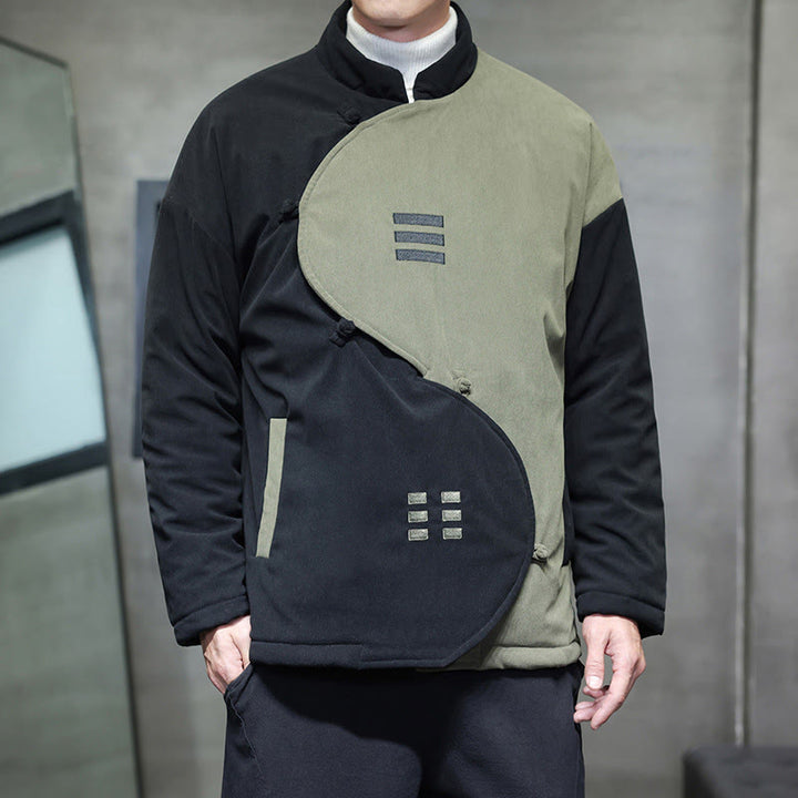 Kurtka męska z długim rękawem i kieszeniami, sztruksowa, z motywem Buddha Stones , zimowa, Yin Yang Tai Chi - DarkSeaGreen - US/UK/AU46， EU56 (5XL) - image 11