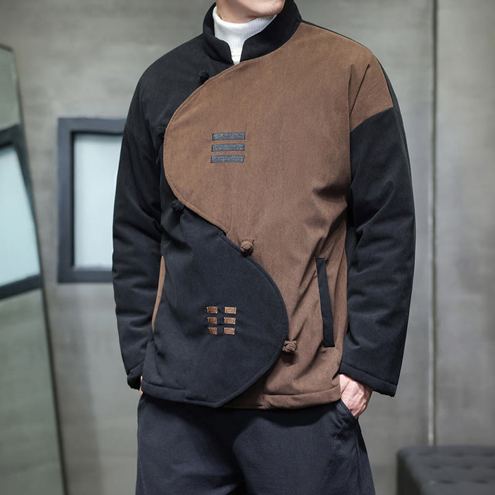 Kurtka męska z długim rękawem i kieszeniami, sztruksowa, z motywem Buddha Stones , zimowa, Yin Yang Tai Chi - image 2