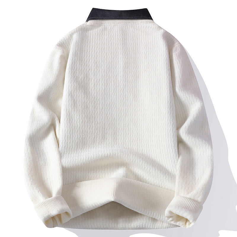 Ciepły męski sweter z długim rękawem z dzianiny z długimi rękawami i kołnierzykiem z motywem Buddha Stones - image 3