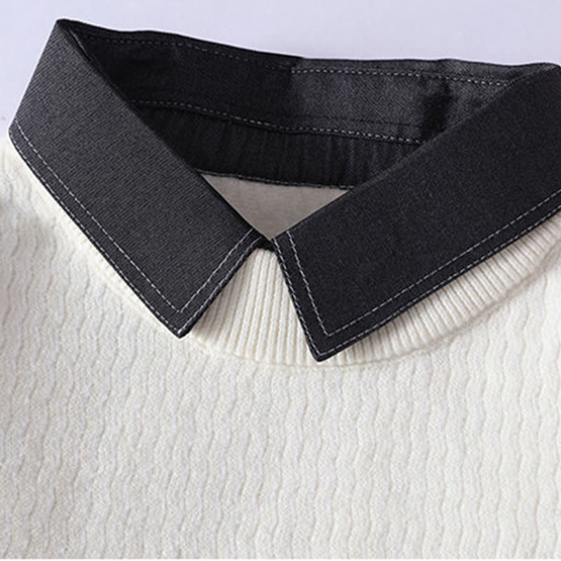 Ciepły męski sweter z długim rękawem z dzianiny z długimi rękawami i kołnierzykiem z motywem Buddha Stones - image 4