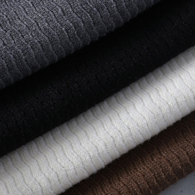 Ciepły męski sweter z długim rękawem z dzianiny z długimi rękawami i kołnierzykiem z motywem Buddha Stones - image 10