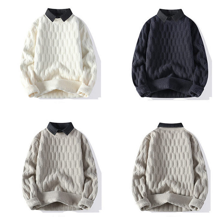 Zimowy, czarny sweter męski z długim rękawem i stójką w kolorze czarnym z motywem Buddha Stones - image 10