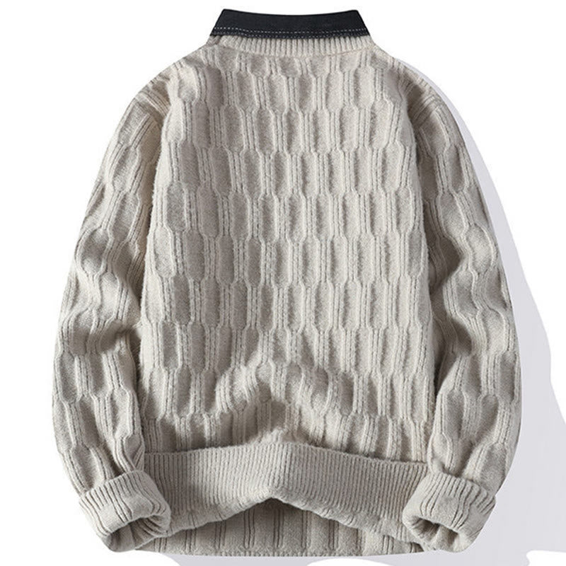 Zimowy, czarny sweter męski z długim rękawem i stójką w kolorze czarnym z motywem Buddha Stones - image 1