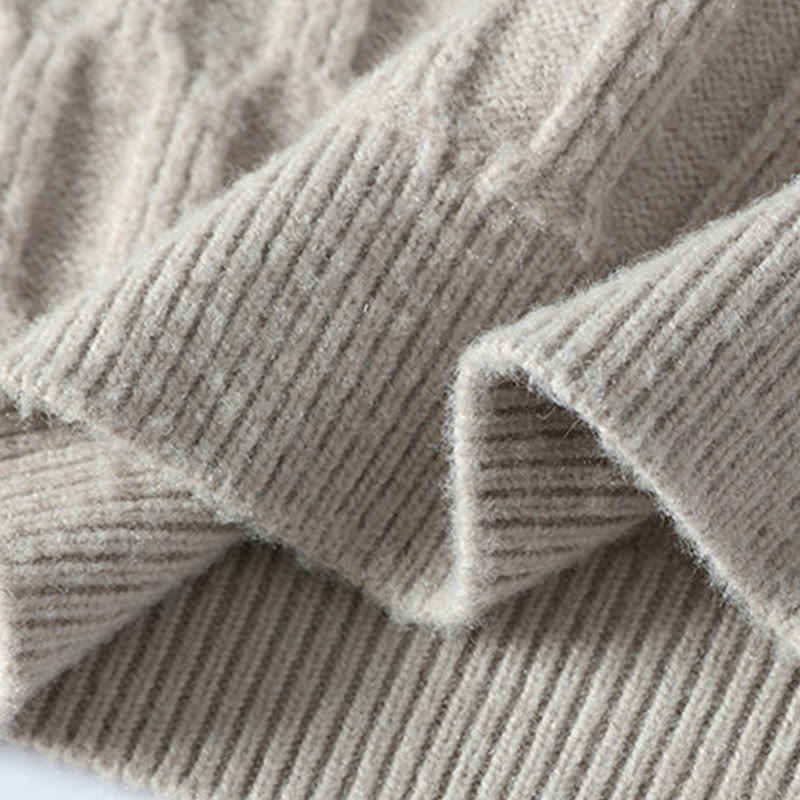 Zimowy, czarny sweter męski z długim rękawem i stójką w kolorze czarnym z motywem Buddha Stones - image 7