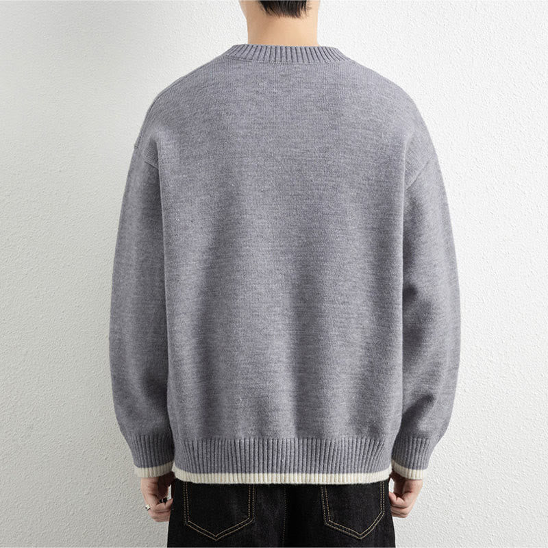 Zimowy sweter męski z długim rękawem i dekoltem w serek, zapinany na jeden guzik, z motywem Buddha Stones - image 3