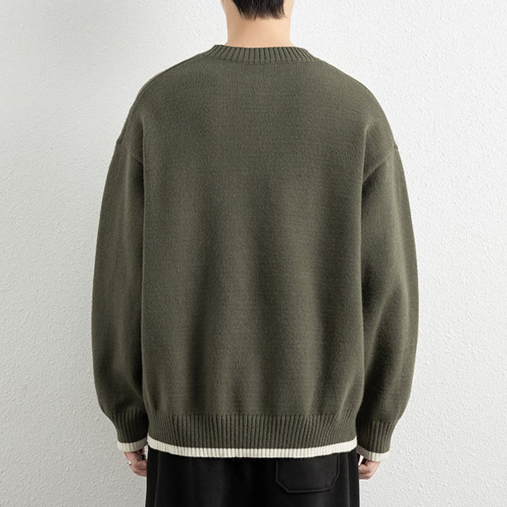 Zimowy sweter męski z długim rękawem i dekoltem w serek, zapinany na jeden guzik, z motywem Buddha Stones - image 27