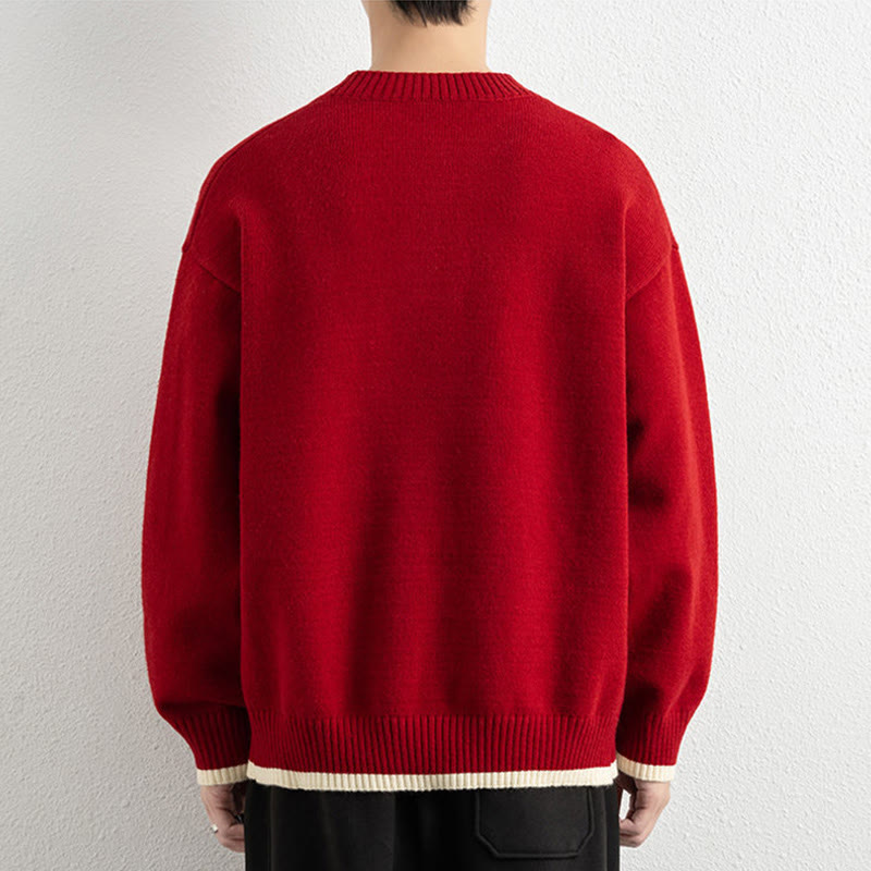 Zimowy sweter męski z długim rękawem i dekoltem w serek, zapinany na jeden guzik, z motywem Buddha Stones - image 19