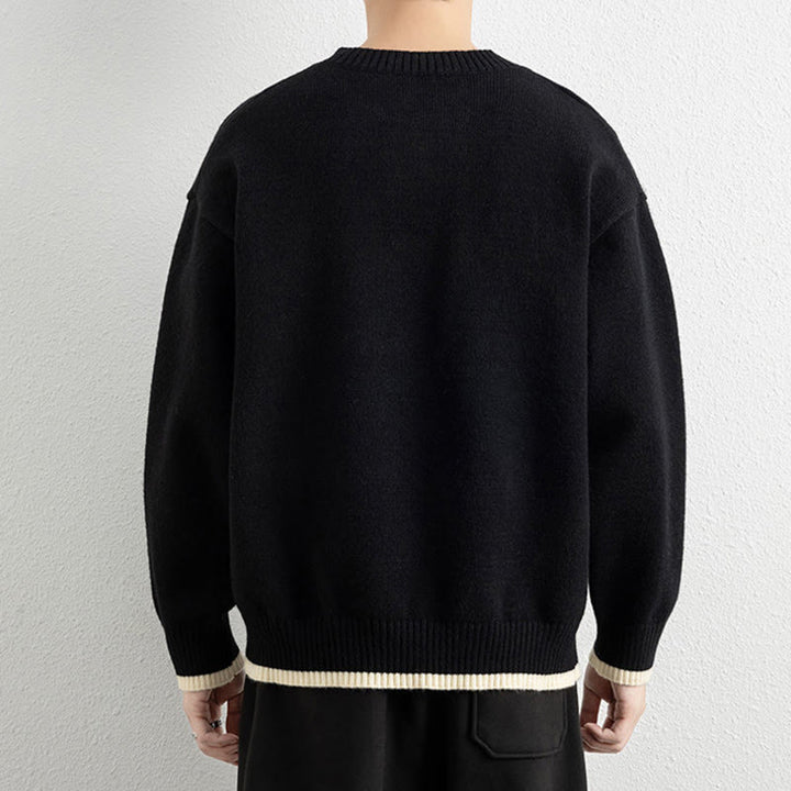 Zimowy sweter męski z długim rękawem i dekoltem w serek, zapinany na jeden guzik, z motywem Buddha Stones - image 10