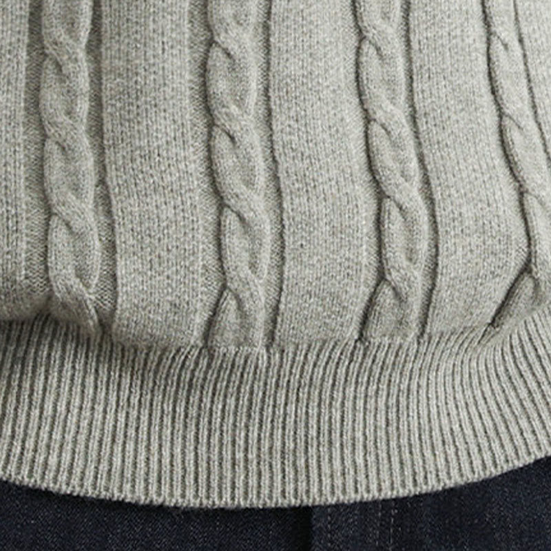 Zimowy sweter męski z długim rękawem i dekoltem w serek z Buddha Stones , z guzikami i skręconym wzorem - image 21