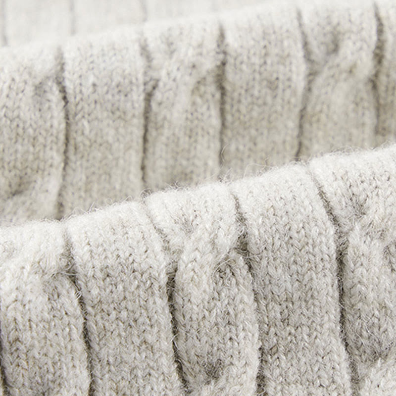 Zimowy sweter męski z długim rękawem i okrągłym dekoltem w kształcie Buddha Stones U z trzema guzikami i skręconym wzorem - image 10