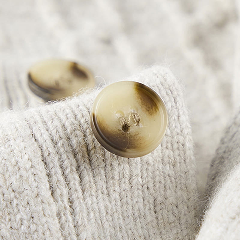 Zimowy sweter męski z długim rękawem i okrągłym dekoltem w kształcie Buddha Stones U z trzema guzikami i skręconym wzorem - image 7