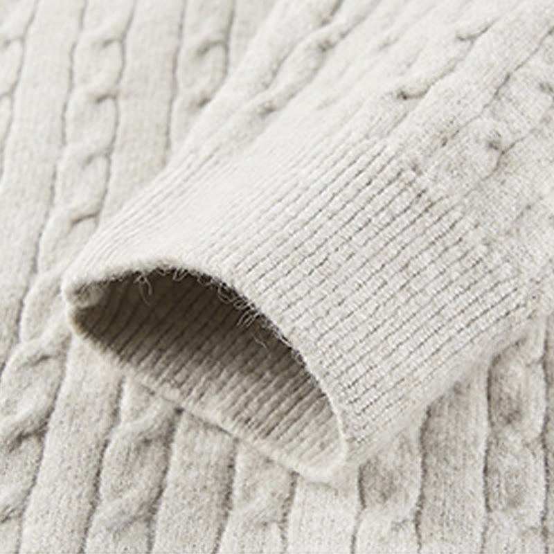 Zimowy sweter męski z długim rękawem i okrągłym dekoltem w kształcie Buddha Stones U z trzema guzikami i skręconym wzorem - image 8