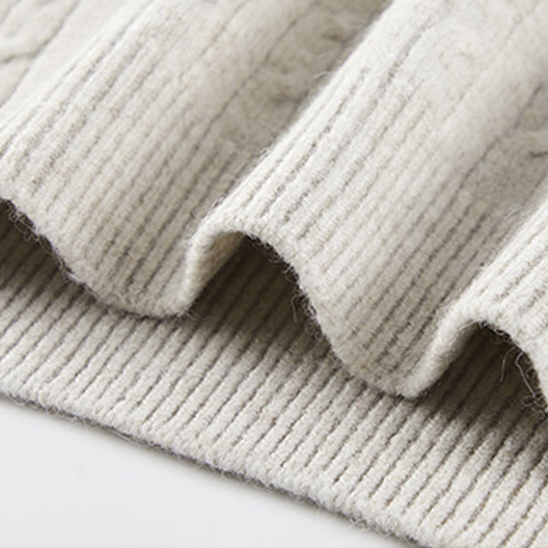 Zimowy sweter męski z długim rękawem i okrągłym dekoltem w kształcie Buddha Stones U z trzema guzikami i skręconym wzorem - image 9