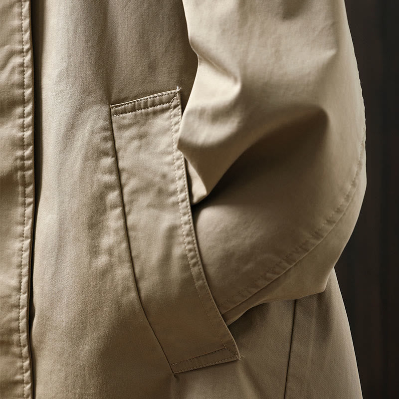 Kurtka damska z długim rękawem i kieszeniami, z bawełny, z Buddha Stones, zapinana na guziki, średniej długości - image 9