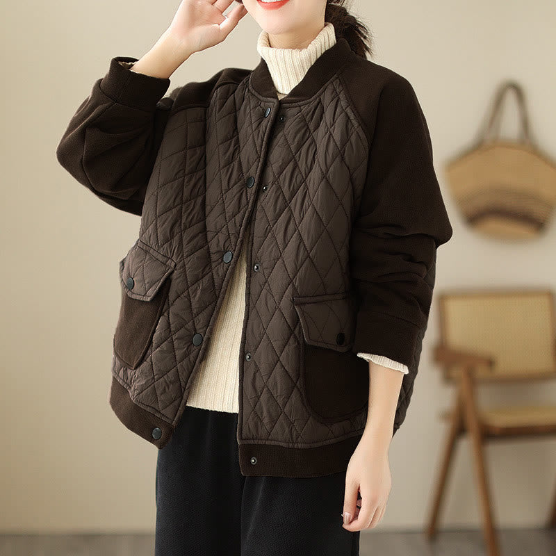 Damska kurtka z długim rękawem i kieszeniami, z wzorem diamentowym „Buddha Stones” - image 1