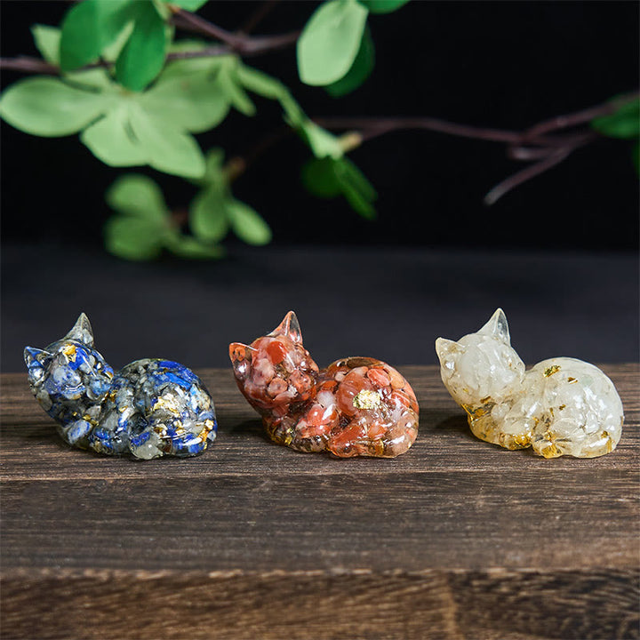 Kryształowe Buddha Stones z żywicy epoksydowej, mały kot, pozytywna dekoracja  - image 31