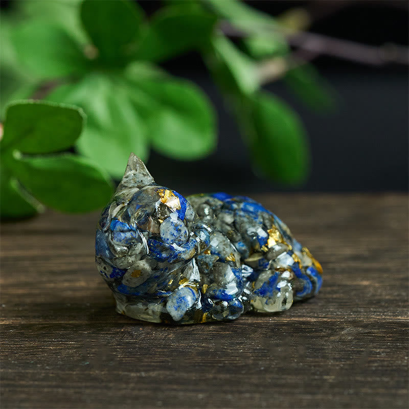 Kryształowe Buddha Stones z żywicy epoksydowej, mały kot, pozytywna dekoracja  - image 3