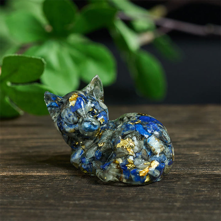 Kryształowe Buddha Stones z żywicy epoksydowej, mały kot, pozytywna dekoracja  - image 2