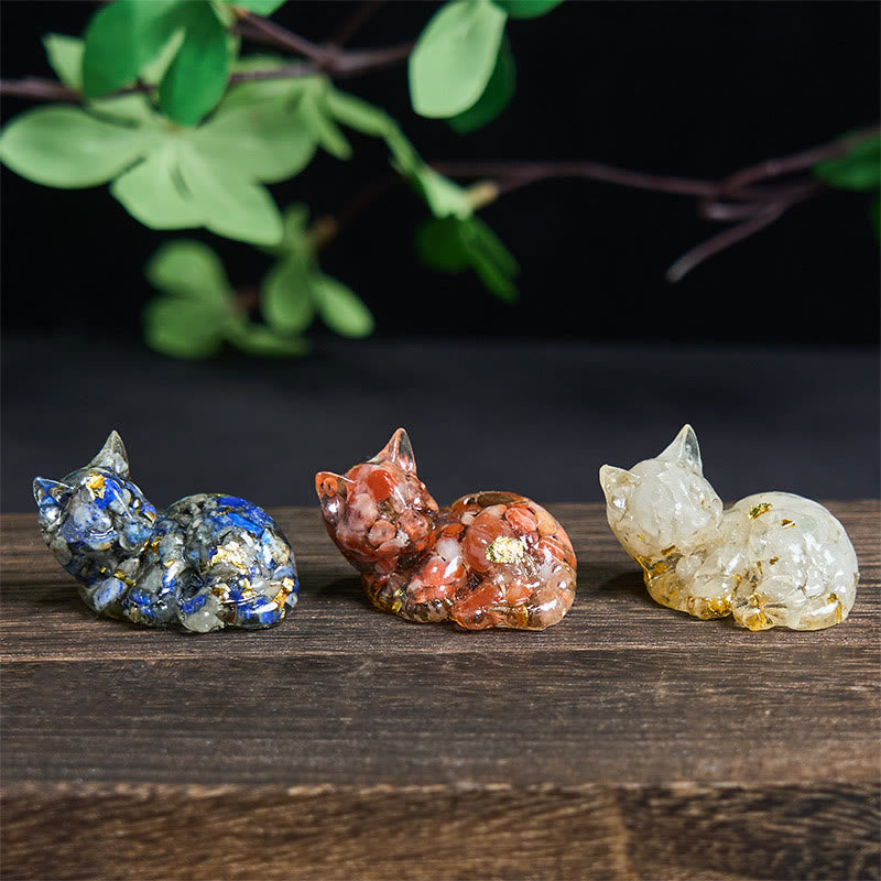 Kryształowe Buddha Stones z żywicy epoksydowej, mały kot, pozytywna dekoracja  - image 31