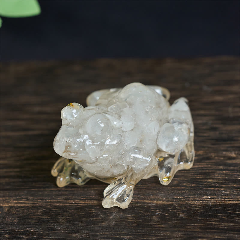 Kryształowe Buddha Stones z żywicy kroplowej, mała żaba, dekoracja namiętności - Biały turkus (65*55*38mm) - image 6