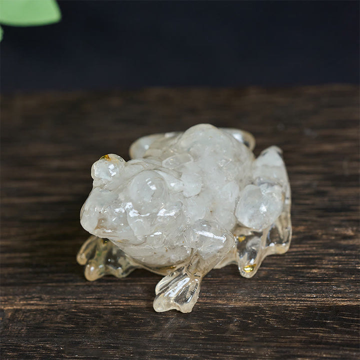 Kryształowe Buddha Stones z żywicy kroplowej, mała żaba, dekoracja namiętności - Biały turkus (65*55*38mm) - image 6