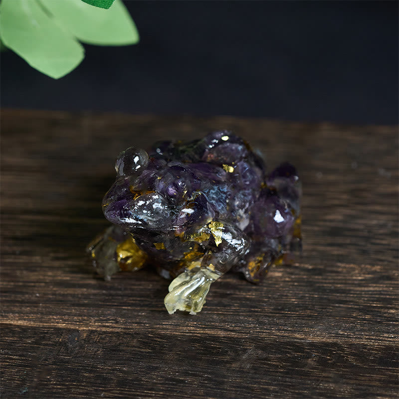 Kryształowe Buddha Stones z żywicy kroplowej, mała żaba, dekoracja namiętności - Ametyst (65*55*38mm) - image 22