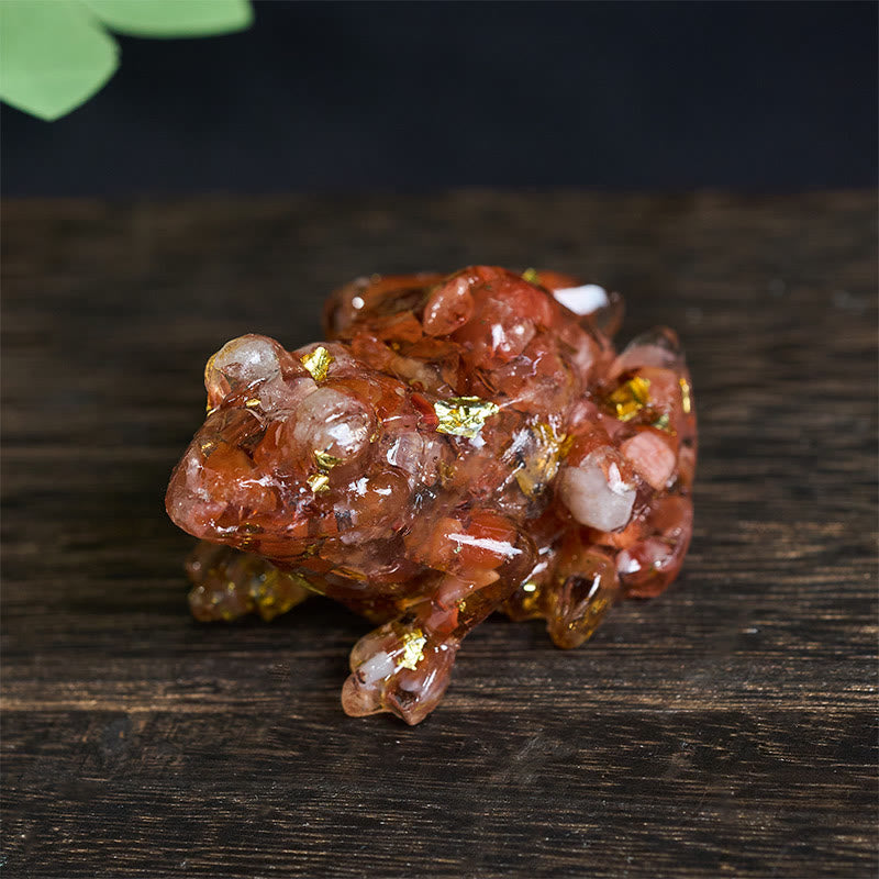 Kryształowe Buddha Stones z żywicy kroplowej, mała żaba, dekoracja namiętności - Agat czerwony (65*55*38mm) - image 28