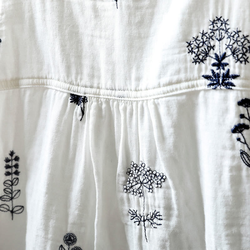 Koszula damska bawełniana z długim rękawem i haftowanymi guzikami w kwiaty z Buddha Stones - image 8