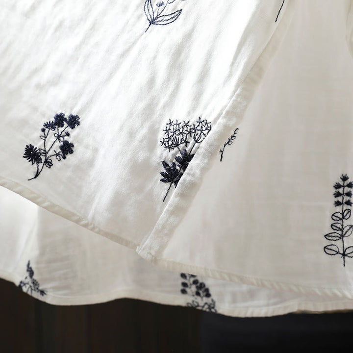 Koszula damska bawełniana z długim rękawem i haftowanymi guzikami w kwiaty z Buddha Stones - image 13