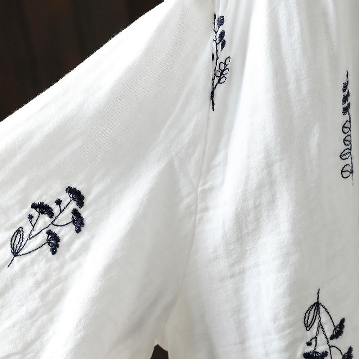 Koszula damska bawełniana z długim rękawem i haftowanymi guzikami w kwiaty z Buddha Stones - image 12