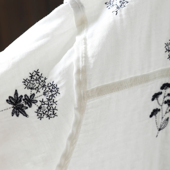 Koszula damska bawełniana z długim rękawem i haftowanymi guzikami w kwiaty z Buddha Stones - image 11