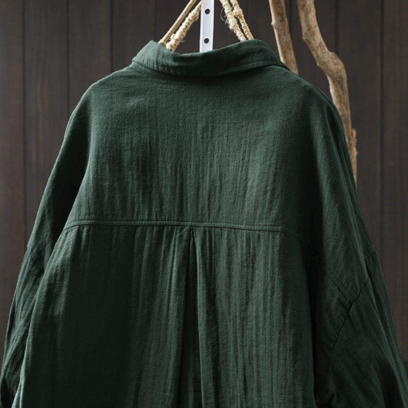 Koszula damska bawełniana z długim rękawem i kontrastowymi kieszeniami w kontrastowych kolorach z Buddha Stones - image 3