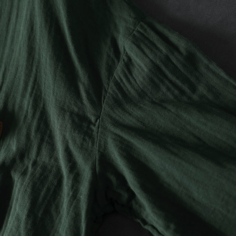 Koszula damska bawełniana z długim rękawem i kontrastowymi kieszeniami w kontrastowych kolorach z Buddha Stones - image 7