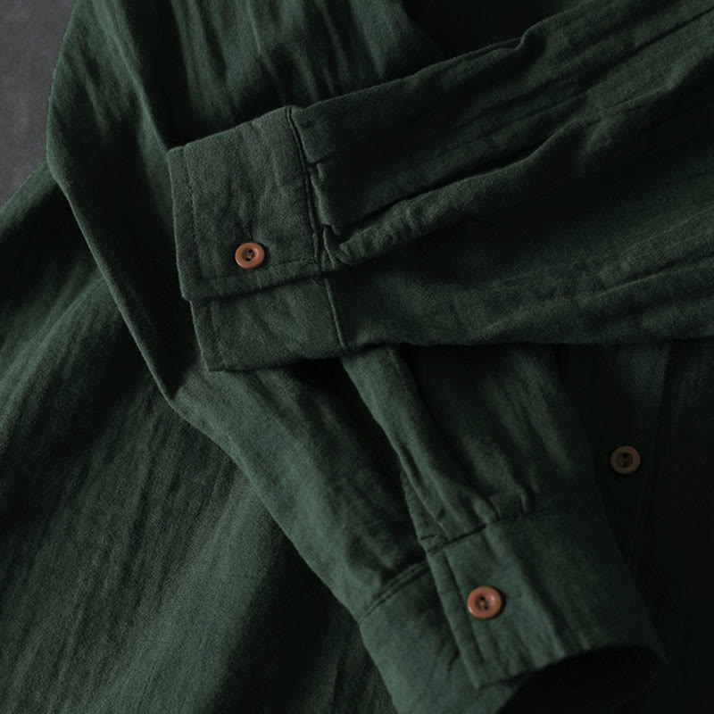 Koszula damska bawełniana z długim rękawem i kontrastowymi kieszeniami w kontrastowych kolorach z Buddha Stones - image 8