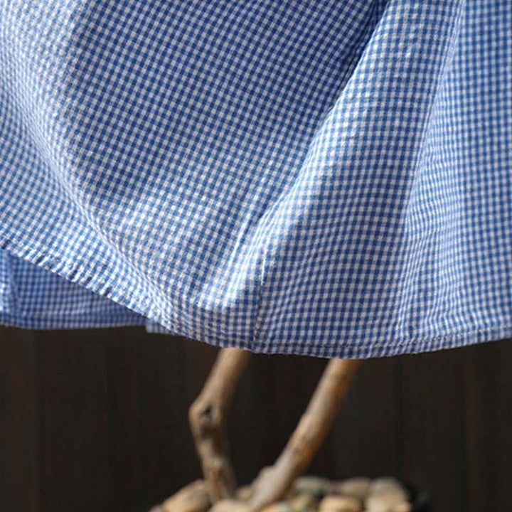 Koszula damska bawełniana z długim rękawem i guzikami w kratkę "Buddha Stones Spring" - image 9