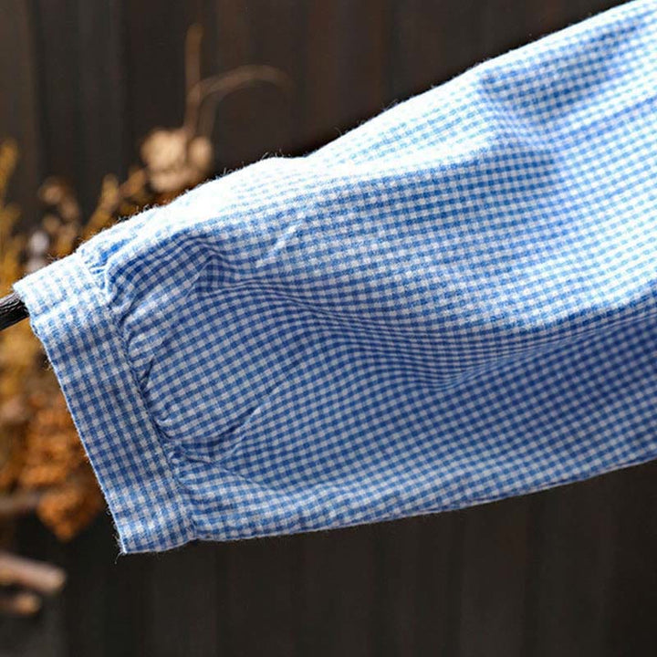 Koszula damska bawełniana z długim rękawem i guzikami w kratkę "Buddha Stones Spring" - image 6