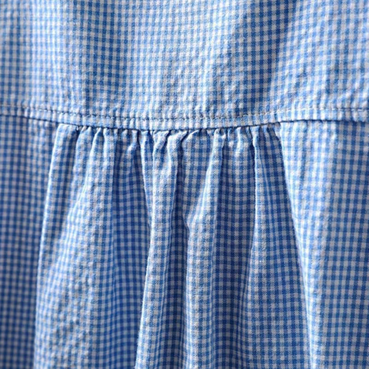 Koszula damska bawełniana z długim rękawem i guzikami w kratkę "Buddha Stones Spring" - image 5