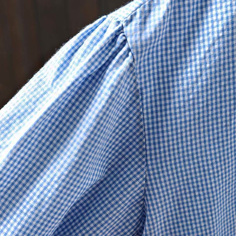 Koszula damska bawełniana z długim rękawem i guzikami w kratkę "Buddha Stones Spring" - image 7