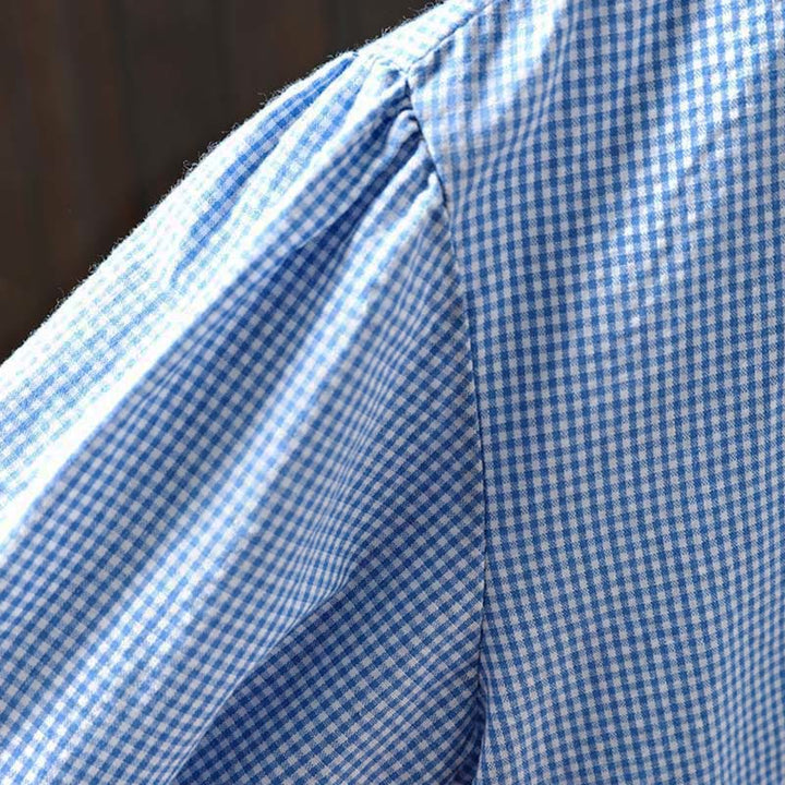 Koszula damska bawełniana z długim rękawem i guzikami w kratkę "Buddha Stones Spring" - image 7