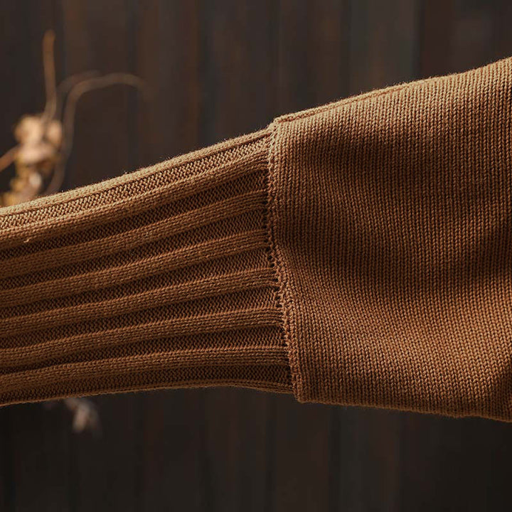 Kardigan damski z dzianiny z długim rękawem typu nietoperz, z kwiatowymi guzikami w kształcie Buddha Stones - image 9