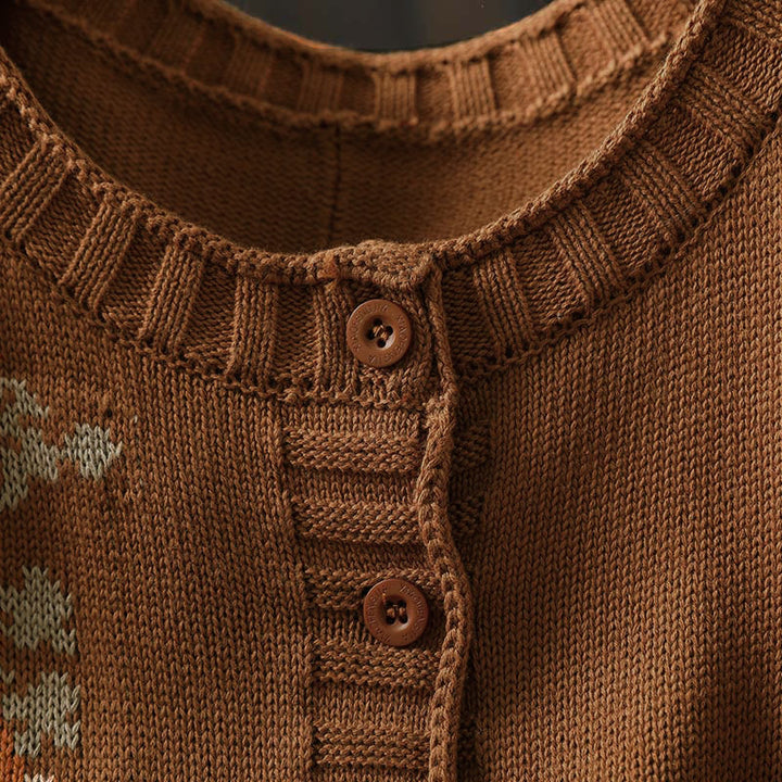 Kardigan damski z dzianiny z długim rękawem typu nietoperz, z kwiatowymi guzikami w kształcie Buddha Stones - image 7