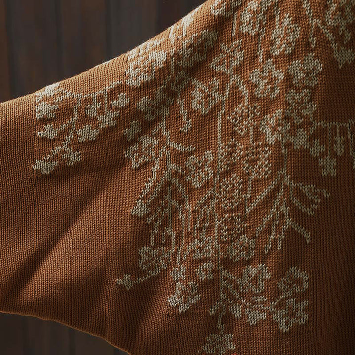 Kardigan damski z dzianiny z długim rękawem typu nietoperz, z kwiatowymi guzikami w kształcie Buddha Stones - image 11