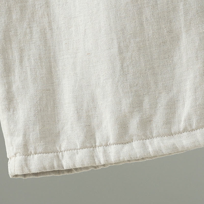 Damskie spodnie z szerokimi nogawkami i kieszeniami, kontrastowe, bawełniane i lniane, z motywem Buddha Stones - image 16